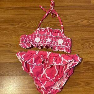 Cukees Girls Bikini Bathing Suit Smocked top size 5 (CI)